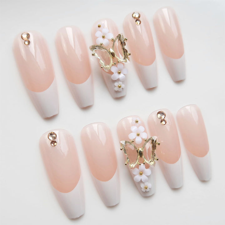 Luxury Press-On Nail Art with Floral Accents Kalsten