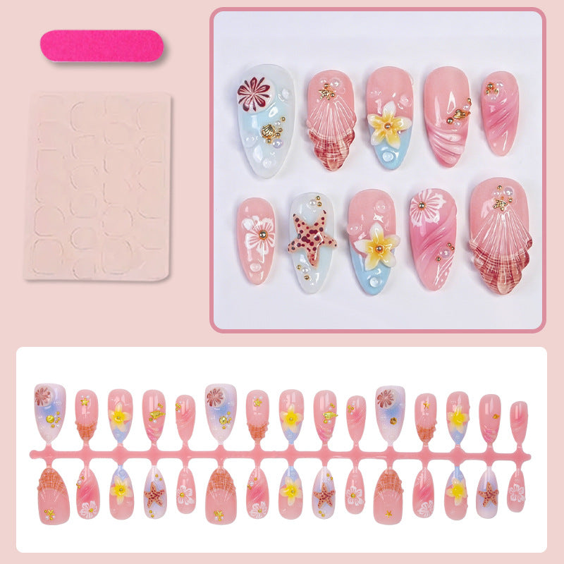 Artificial nail set with maritime designs and glittering accents Kalsten