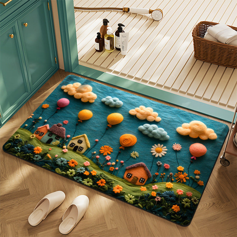 Textured Floral Bath Mat
