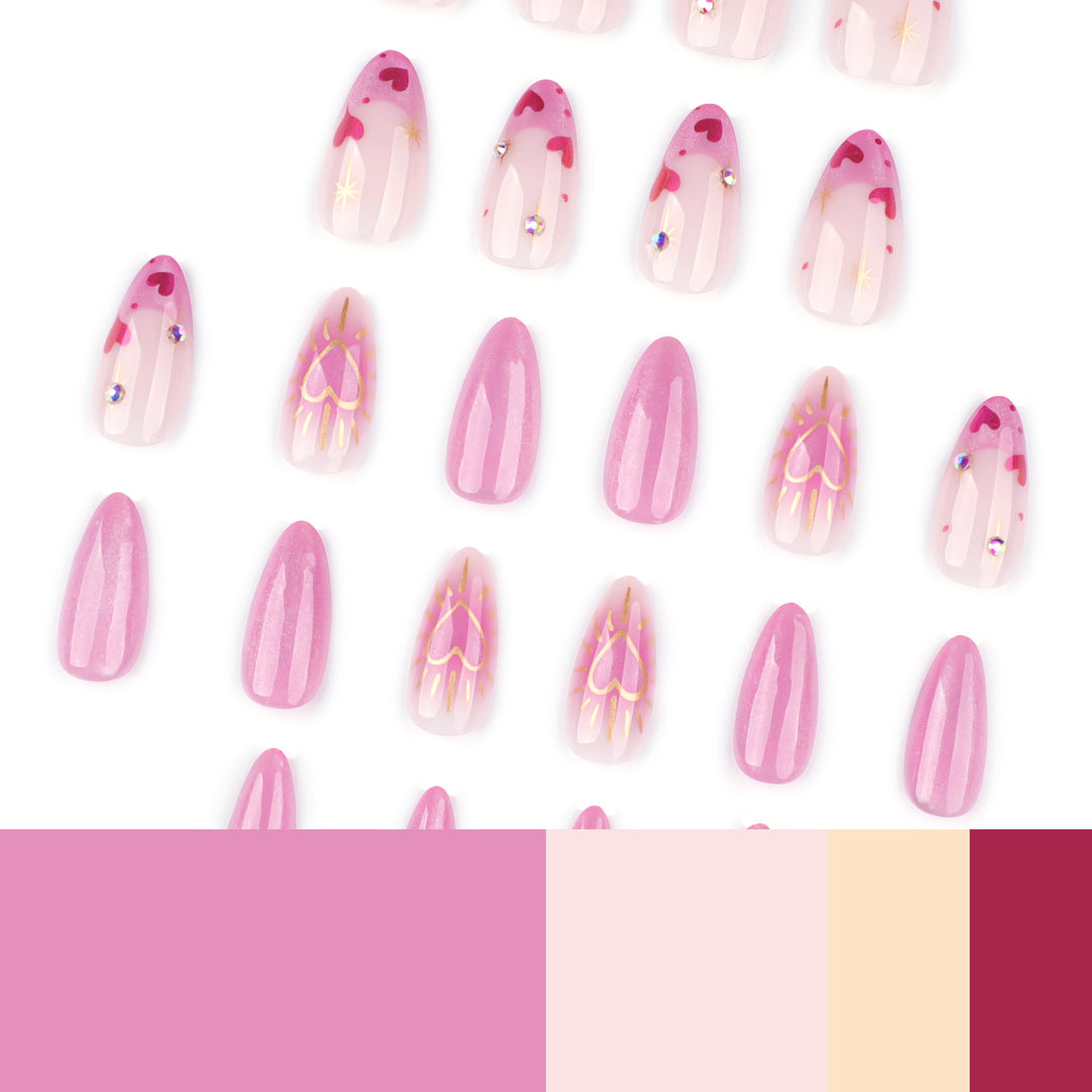 Artful Nail Art with Heart Design and Glitter Kalsten