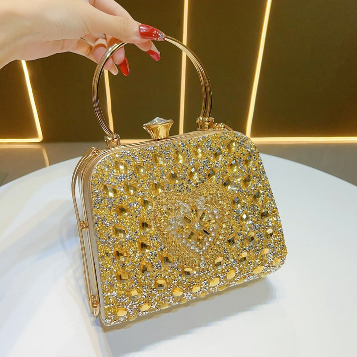 Heart-Shaped Crystal Evening Handbag