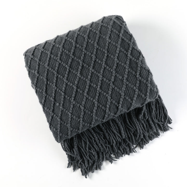 Cable Knit Fringe Throw Blanket Kalsten