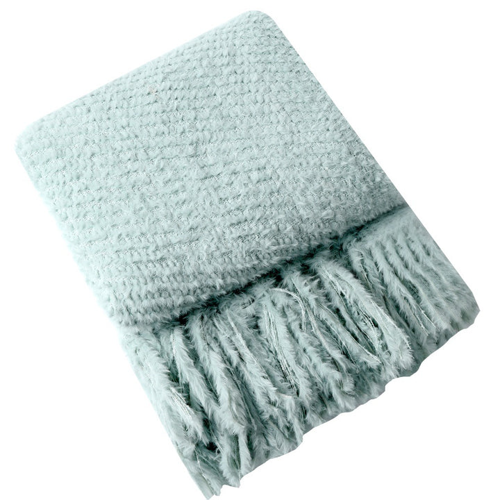 Women's knitted blanket with softest fleece and decorative fringes Kalsten