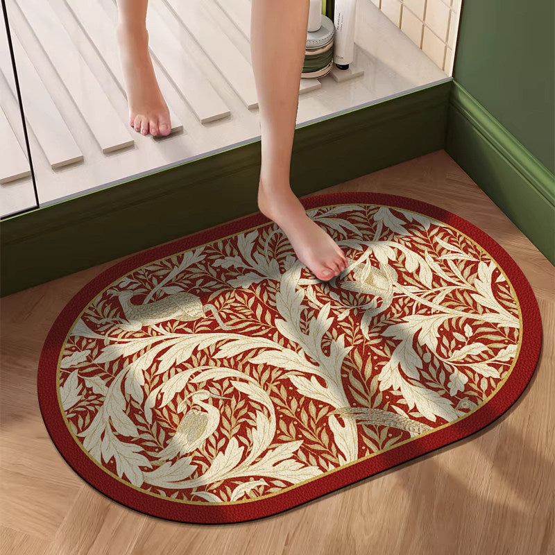 Floral Patterned Oval Area Mat