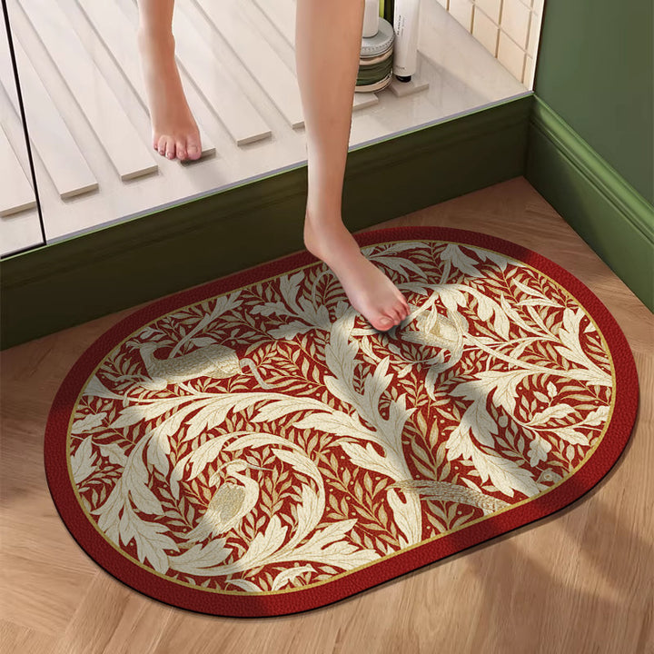 Floral Patterned Oval Area Mat
