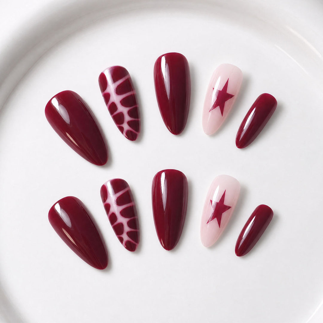 Artistic Stiletto Press-On Nail Design