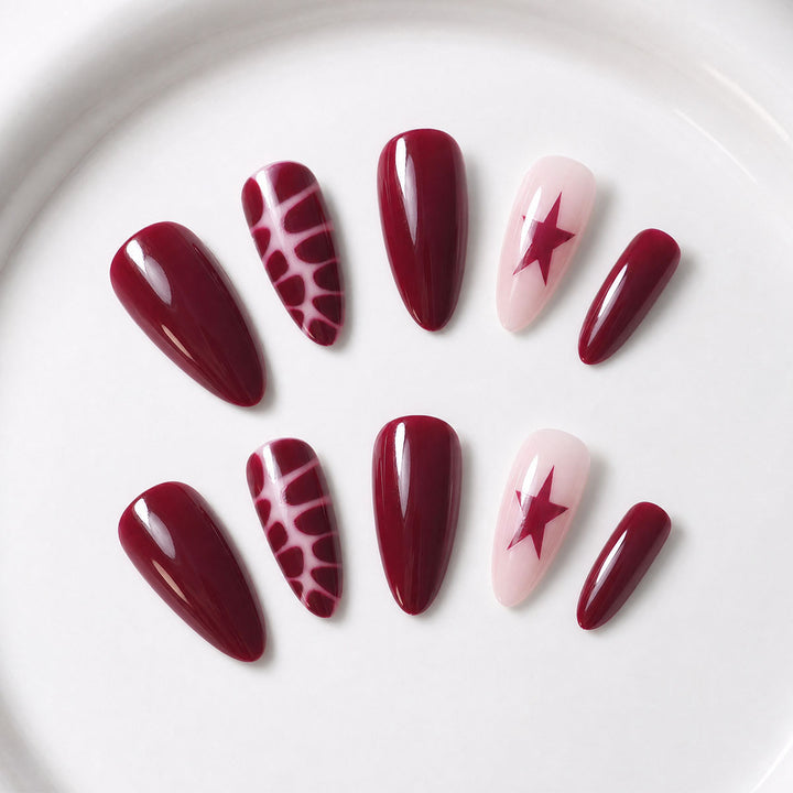 Artistic Stiletto Press-On Nail Design