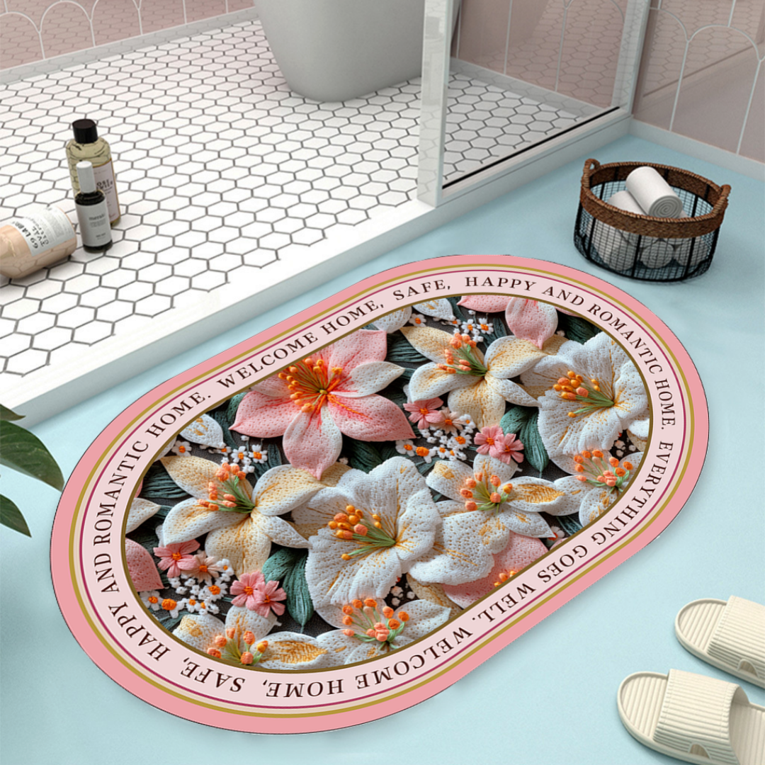 Floral Design Bath Mat Kalsten