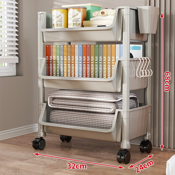 Compact Two-Tier Rolling Storage Cart with Removable Bins and Swivel Casters