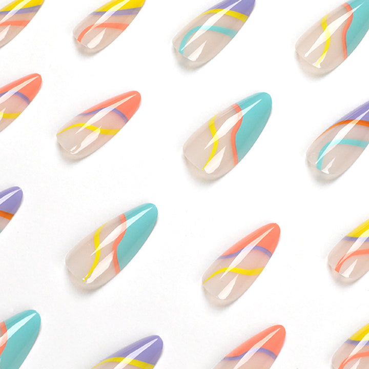 Artificial nail extensions with stylish gradient colors and modern designs Kalsten