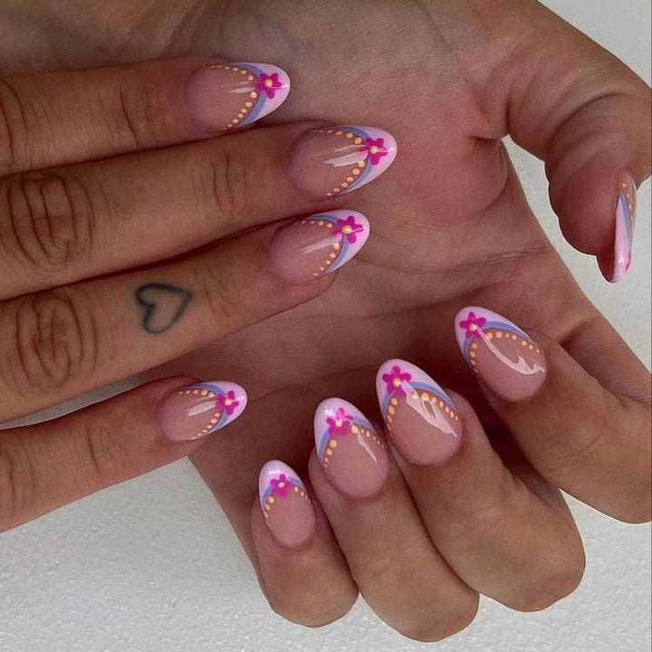 Artistic Floral Tip Nail Art