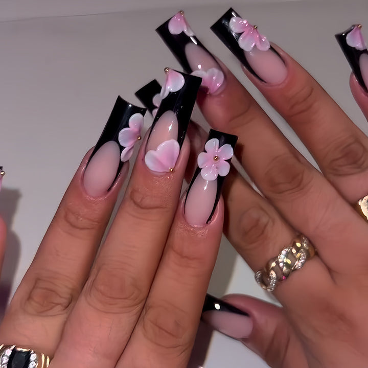 Decorative Floral Press-On Nail Enhancements Kalsten