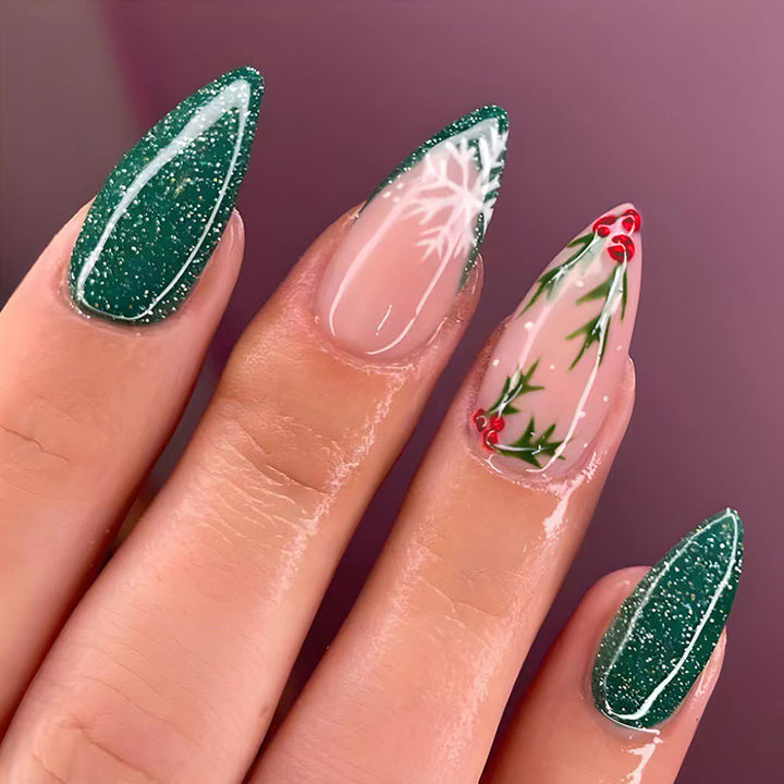 Artistic Holiday-Themed Stiletto Press-On Nails Kalsten