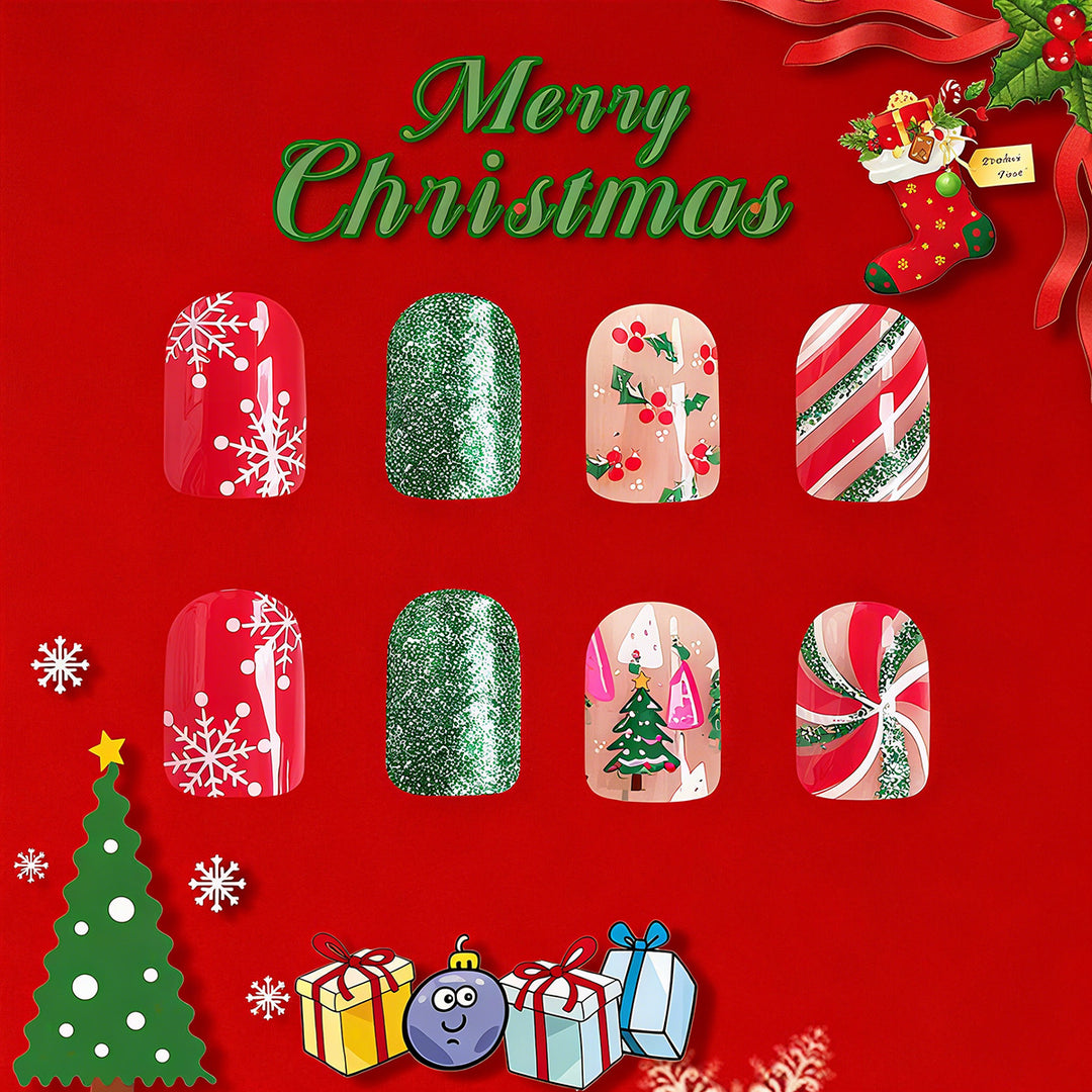 Artificial nail set with festive Christmas design and creative motifs Kalsten 1788236745