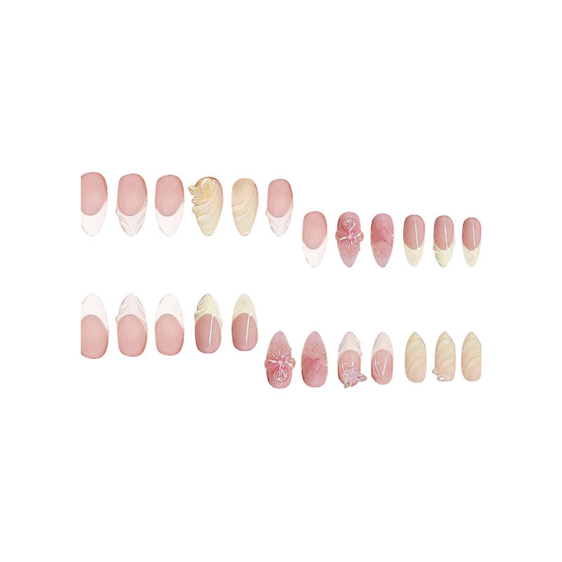 Decorative Stiletto Press-On Nail Art with Floral Accents Kalsten