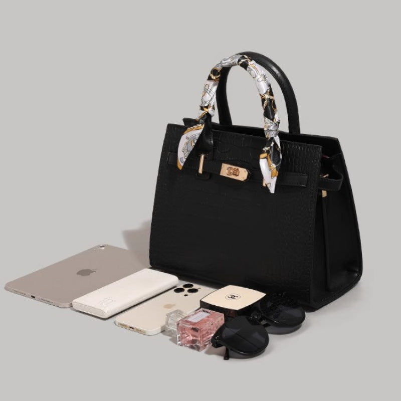 Chic Crocodile-Embossed Handbag Kalsten