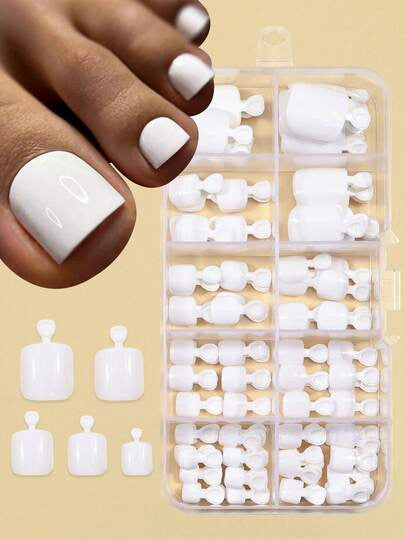 Premium Glossy Press-On Pedicure Set Kalsten