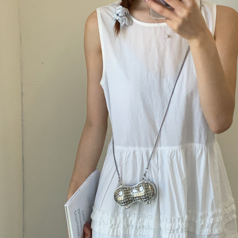 Glamorous Rhinestone Peanut-Shaped Crossbody Bag Kalsten