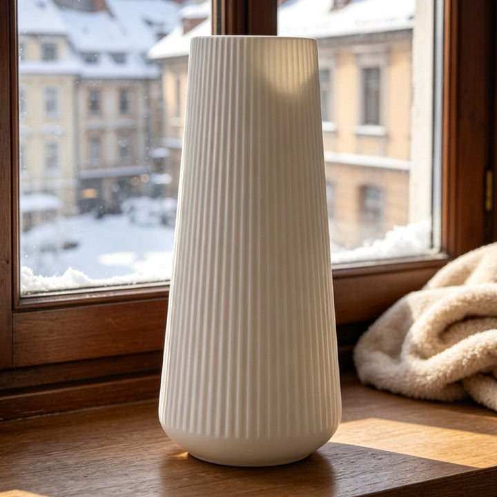 Modern Vertical Ribbed Ceramic Vase Kalsten