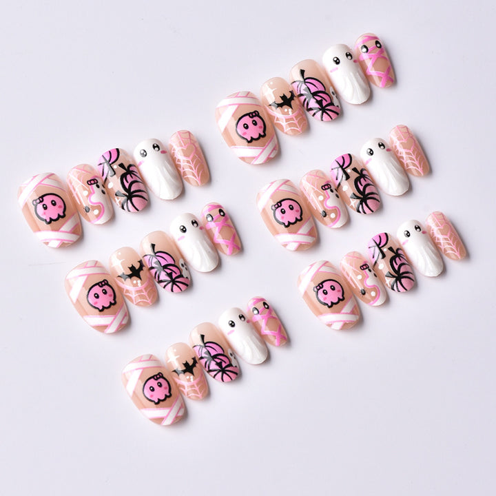 Thematic Halloween Ghost and Spider Press-On Nail Set