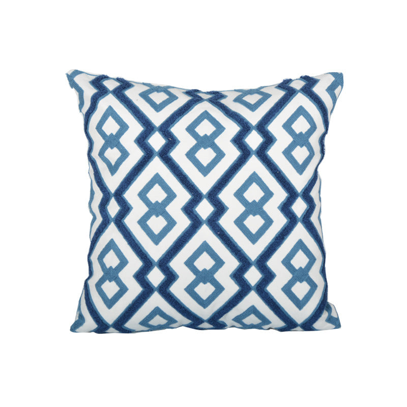 Decorative Geometric Cotton Throw Pillow Cover with Hidden Zipper and Removable Insert