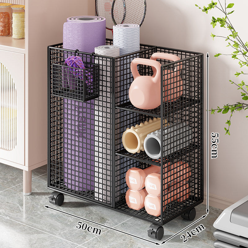 Vertical Rolling Fitness Gear Organizer with Mesh Compartments