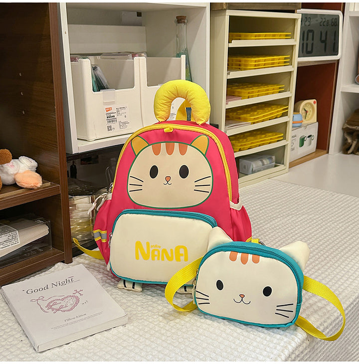 Cute Cat-Themed School Backpack Set