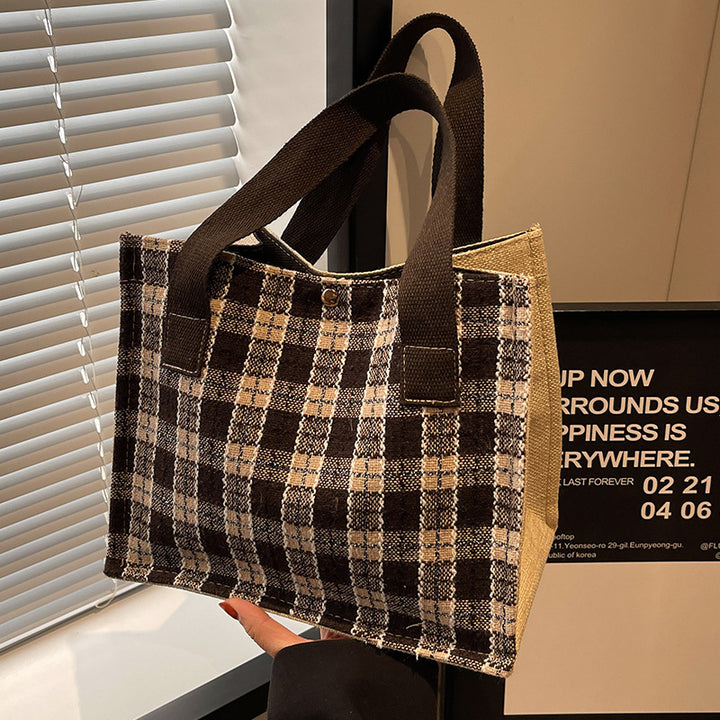 Checkered Fabric Tote Bag