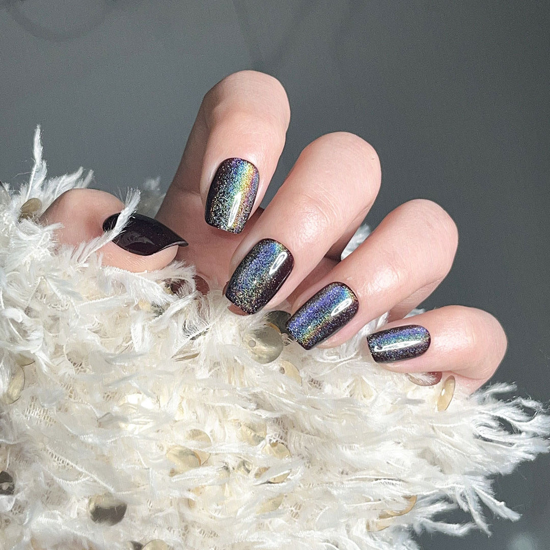 Iridescent Glitter Press-On Nails