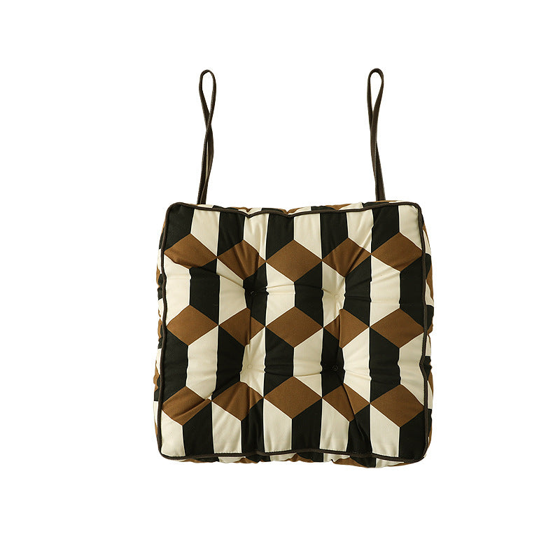 Padded chair cushion with ties and tufted seat Kalsten