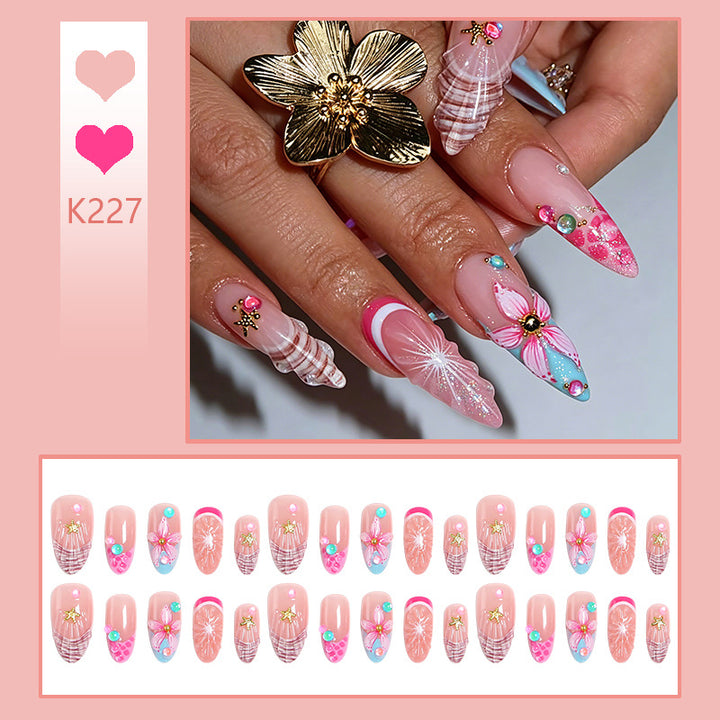 Art nail set with colorful blooming 3D applications Kalsten