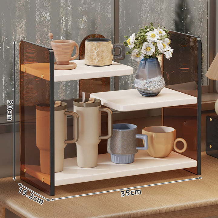 Compact Two-Tier Acrylic Countertop Cup & Mug Organizer