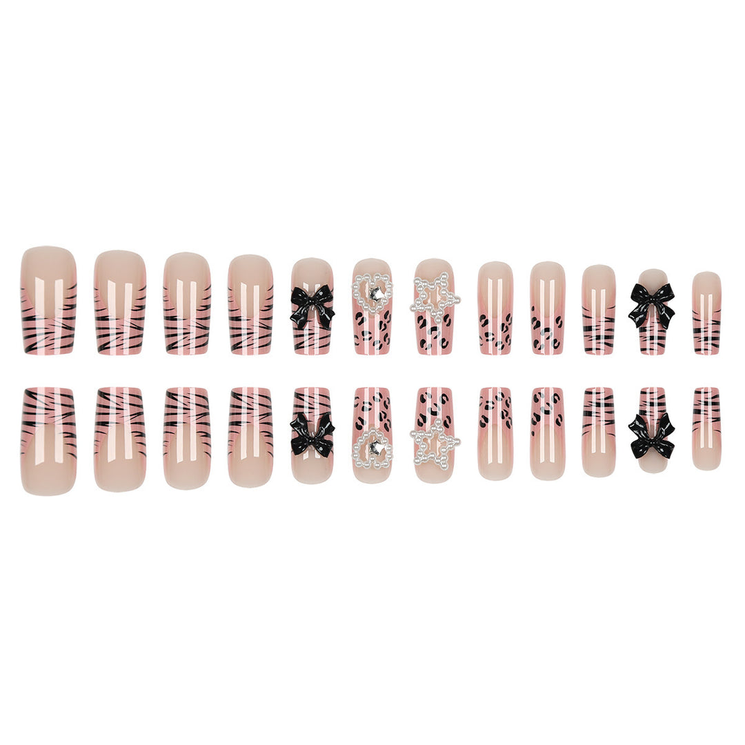 Artistic Stiletto Press-On Nails with Bow and Gem Accents Kalsten