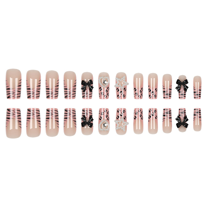 Artistic Stiletto Press-On Nails with Bow and Gem Accents Kalsten