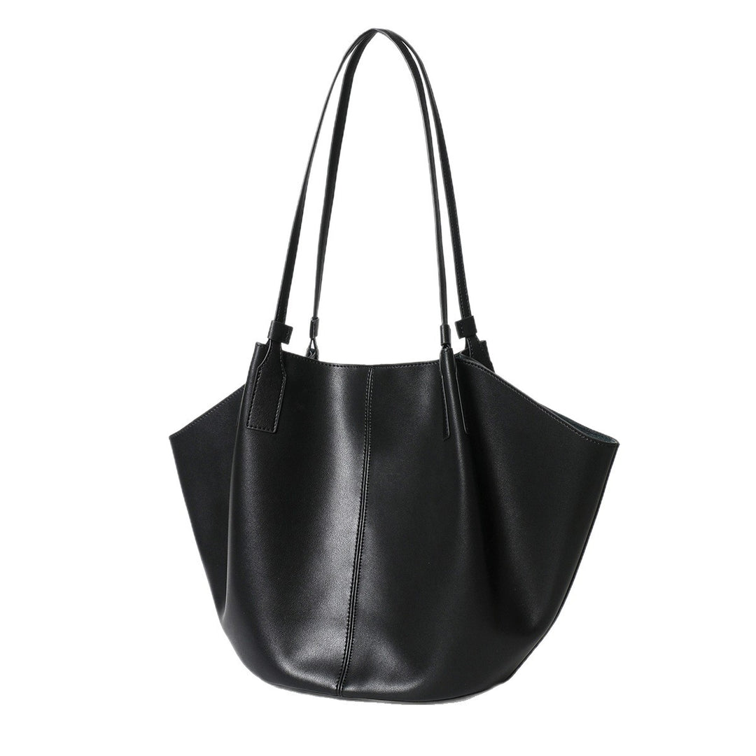 Slouchy Sculptural Open-Top Shoulder Tote with Center Seam