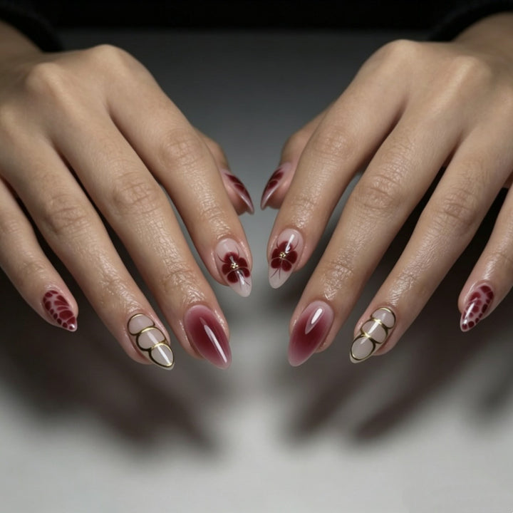 Artistic Press-On Nail Set with Celestial Design Kalsten