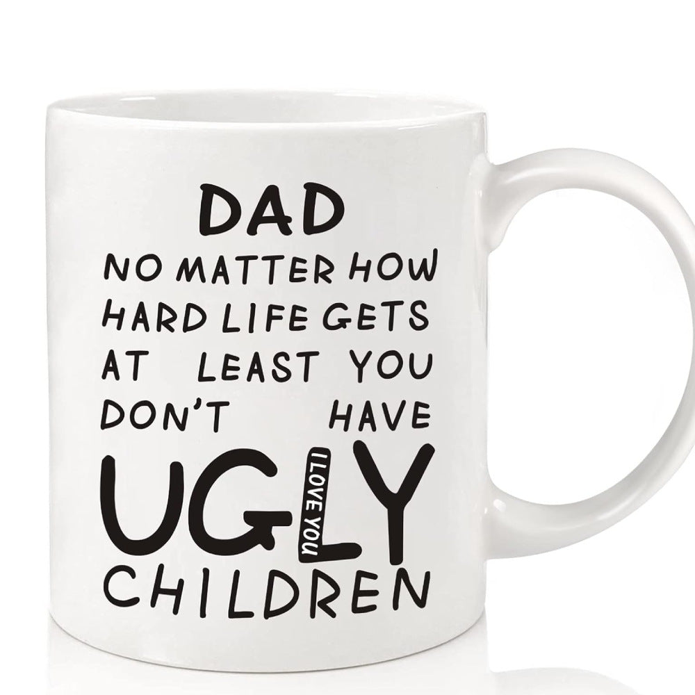 Large Dishwasher-Safe Stoneware Statement Coffee Mug With Oversized C-Handle And Humorous "Great Job Mom" Typographic Print