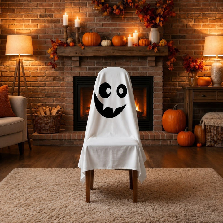 Ghost Throw Costume with Sewn-On Eyes and Bow Appliqué