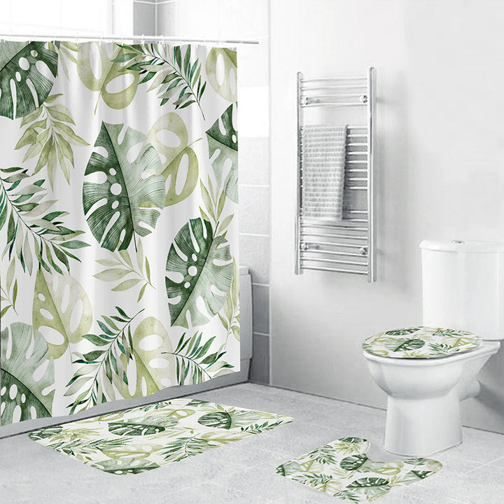 Tropical Leaf Print Bathroom Set Kalsten