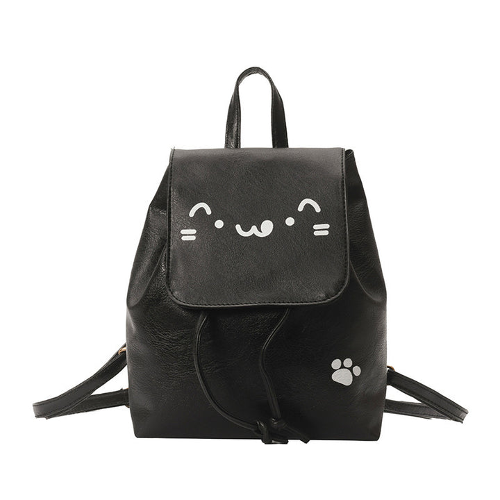 Cute Cat-Themed Faux Leather Backpack Kalsten