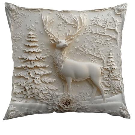 Ornate Embossed Baroque Christmas Throw Pillow Cover With Sculpted Relief And Metallic Accent Trim