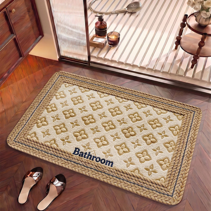 Floral Embroidered Bathroom Rug for Interiors