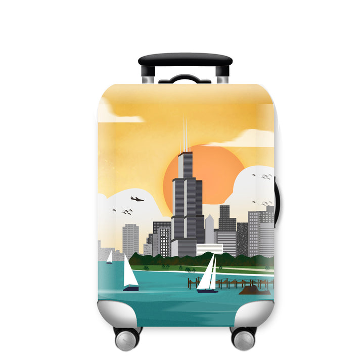 Unisex Hard Shell Travel Suitcase with Urban Skyline Design Kalsten