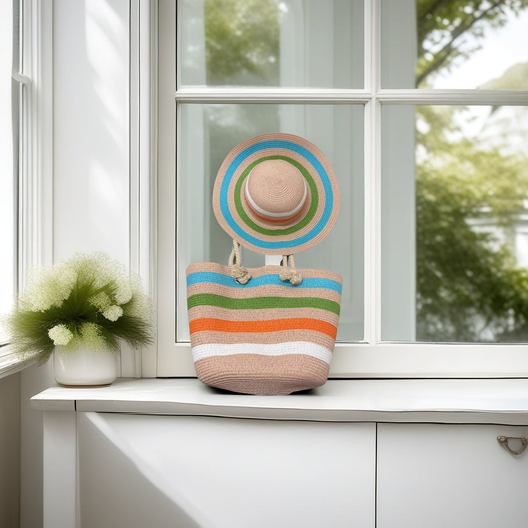 Beach bag with colorful stripes Kalsten