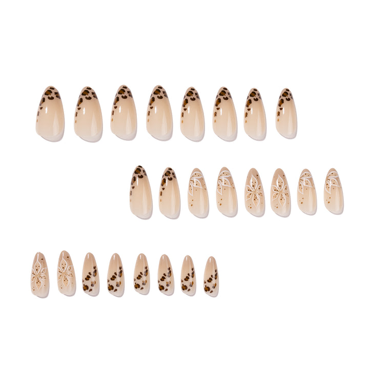 Elegant artificial nails with floral design and Kalsten accents