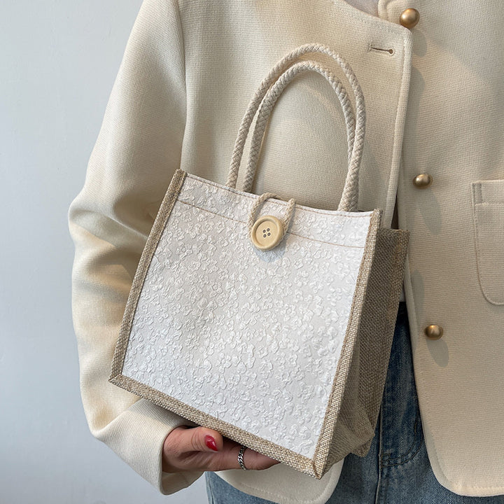 Floral Print Handheld Tote Bag
