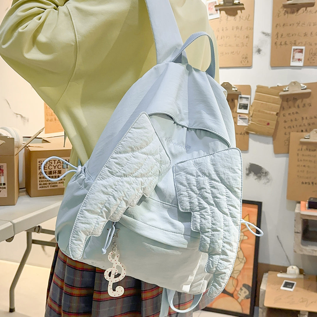 Cute Wing-Embellished Casual Backpack Kalsten