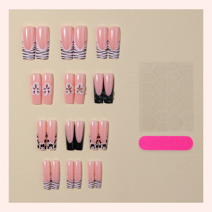 Artistic Nail Art Press-On Set with Floral and Animal Patterns kalsten