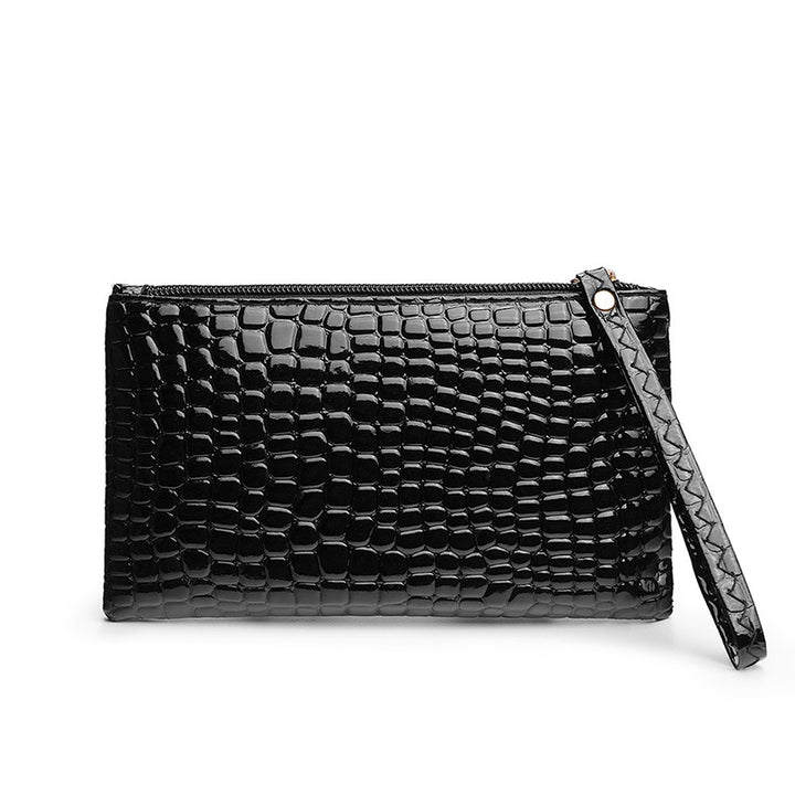Elegant Crocodile-Patterned Wristlet Clutch