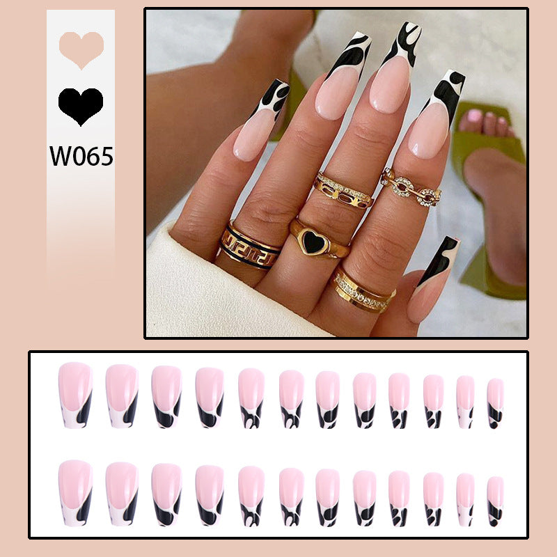 Exclusive artificial nails with elegant black and white patterns Kalsten